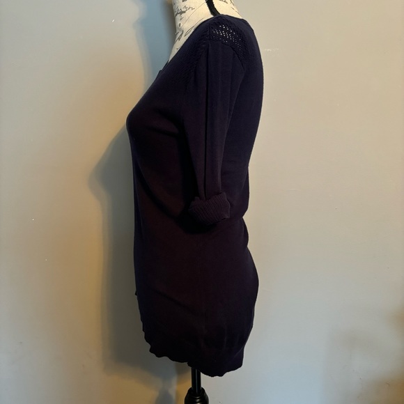 NY&C Navy Blue Crew Neck Crotchet Detailed Long Sleeve Sweater Size XS - Picture 4 of 6